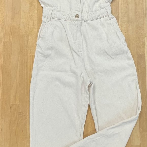 Zara Cream Denim Jumpsuit - Picture 3 of 8